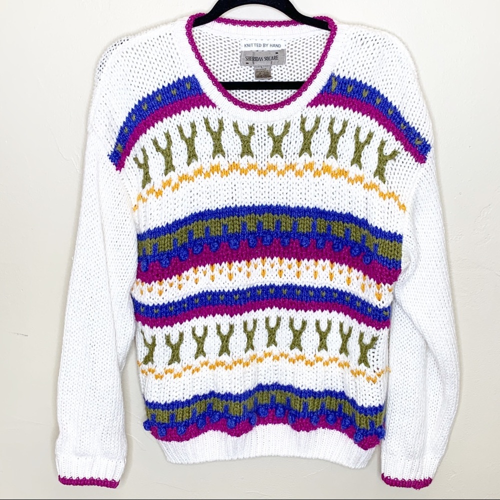 Hand knitted vintage‎ chunky knit VSCO girl sweater